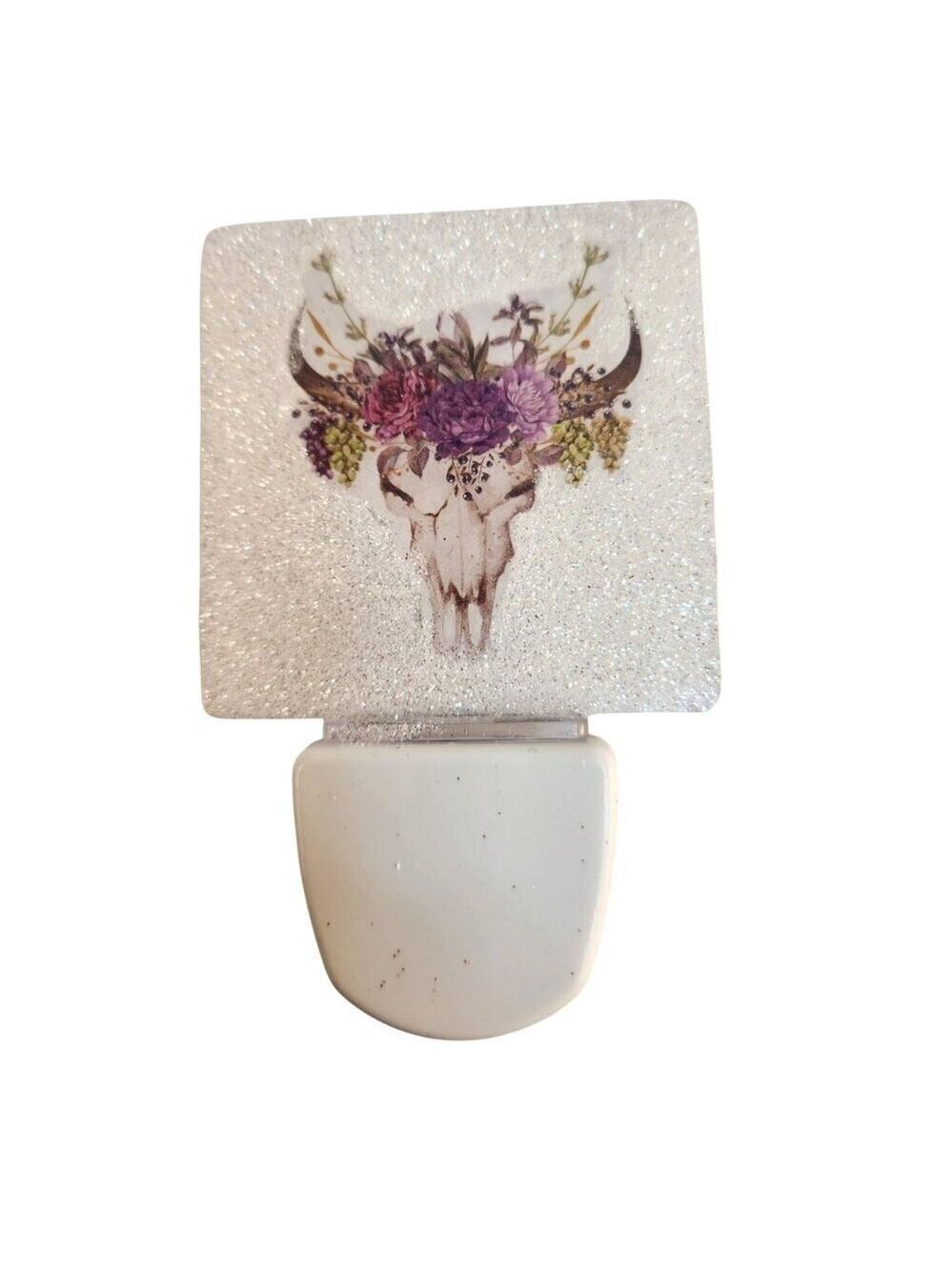 Decorative Skull & Floral Night Light Plug-In With Glitter Finish
